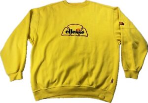Ellesse Pullover Gr. XL Herren Gelb Hoodie Pulli Sweater Shirt Vintage 90er
