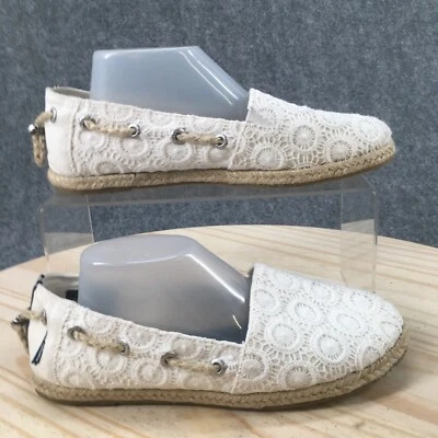 Nautica Shoes Womens 6 Ruddler Crochet Flats Slip On Loafer White Fabric Casual - Image 1 of 4