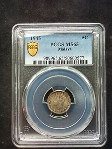 Malaya : 5 Cents 1945 ; PCGS : MS 65 - Picture 1 of 2