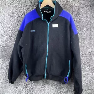 Chaqueta polar Columbia vintage para hombre talla XL cremallera años 90 hecha en EE. UU. negra púrpura - Imagen 1 de 11