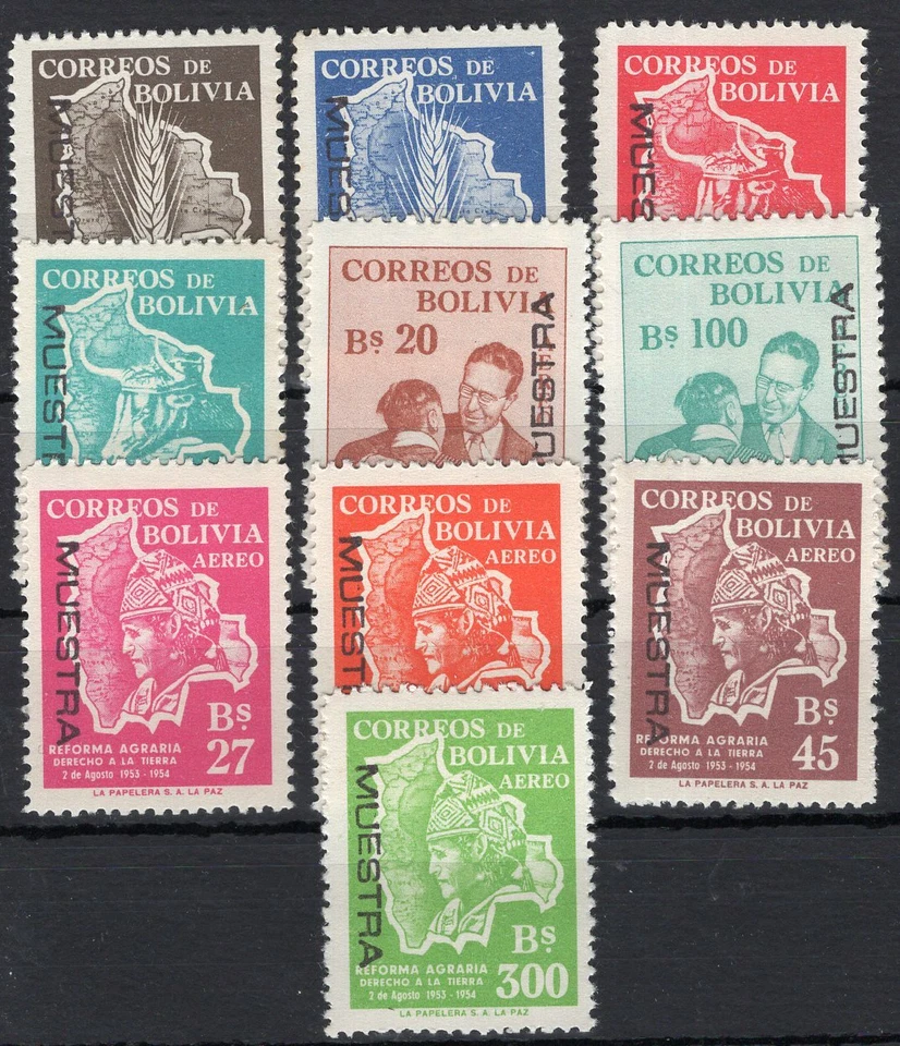 BOLIVIA, 1954, 10 DIFFERENT SPECIMEN, MNH - Image 1 of 1