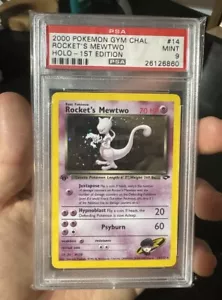2000 PSA 9 Pokemon 1st Edition Rocket's Mewtwo Holo #14 Mint Gym Challenge - Picture 1 of 2
