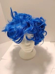 Punk Bright Blue Wig with netting - Picture 1 of 5