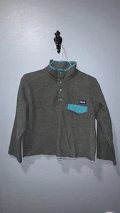 Patagonia Synchilla Womens Snap T Gray Pullover Size Large CROPPED UNIQUE C148 - Picture 1 of 8