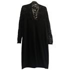 Ladies Black Lace Evening Dress Size 12 14 Bodycon Elite99  Top Stretchy VGC