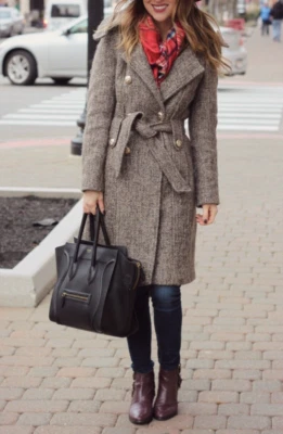 Calvin Klein Long Tweed Peacoat with Sweater Neck (size 4) - Image 1 of 4