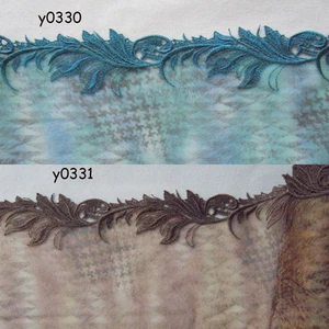 5 Yards 7.5" Wide Tulle Lace / Embroidered Flower 2 Colors Turquoise Brown yzh3 - Picture 1 of 6