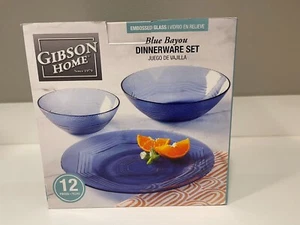 Gibson Home Blue Bayou 12-piece Glass Dinnerware - Picture 1 of 4