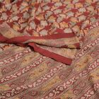 Sanskriti Vintage Sarees Dark Red Pure Crepe Silk Printed Sari Soft Craft Fabric