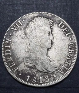 1813 Potosi PJ Bolivien Silber 8 echt getönt Chrom Kolonialmünze XF Details $ 1 - Bild 1 von 11