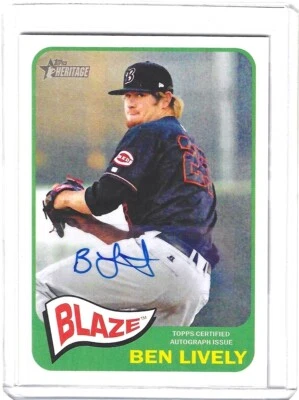 2014 TOPPS HERITAGE MINOR LEAGUE BEN LIVELY *CERTIFIED AUTO*  BRAVES - Image 1 of 2