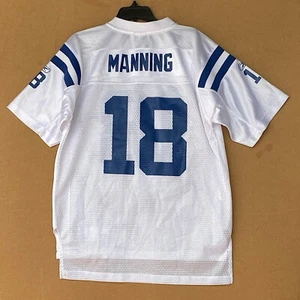 Maglia REEBOK Youth Large Peyton Manning #18 NFL maglia bianca Indianapolis Colts - Foto 1 di 6