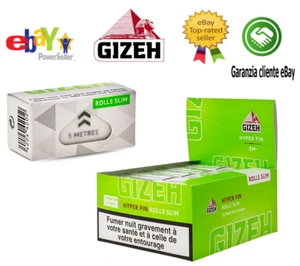 GIZEH Rolls Green Extra Fine Slim 5 Metri Rullo Cartine -10 Rotolini - Picture 1 of 2