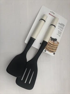 New KitchenAid Set of 2 Lifters Flippers Turners Almond Cream Off White HACA - Picture 1 of 4