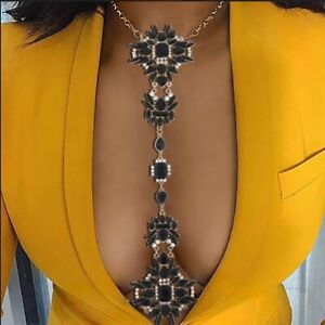 Necklace Harness Crystal Chest Jewel Rhinestone Body Chain Beach Bikini Bra Tops