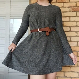 Glamorous Womens Mini Fit & Flare Dress Size M 12 Grey Silver Lurex Metallic - Picture 1 of 12