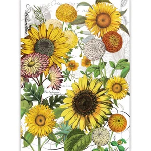 Michel Design Works Sunflower Dahlia Marigold Natural Woven Cotton Kitchen Towel - Picture 1 of 3