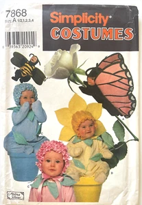 Costume Simplicity modello fiore,ape,farfalla per bambini 7868 taglia 1/2-4 NON TAGLIATO - Foto 1 di 2