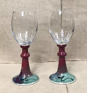 Vástago de cerámica artística copas de vino vajilla boho casa de campo duende núcleo gótico caprichoso - Imagen 1 de 7