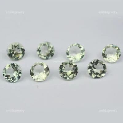Green Amethyst Semiprecious Earrings Making Round Faceted Natural 3X3 MM - Image 1 of 4