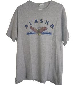 Vintage Alaska Bald Eagle T Shirt Mens Size Large Gray 90s Last Frontier Size L - Picture 1 of 5