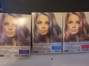 3 Lot Bright Temporary Comb-In Hair Color Raspberry Red, Violet,& Blue - Picture 1 of 4