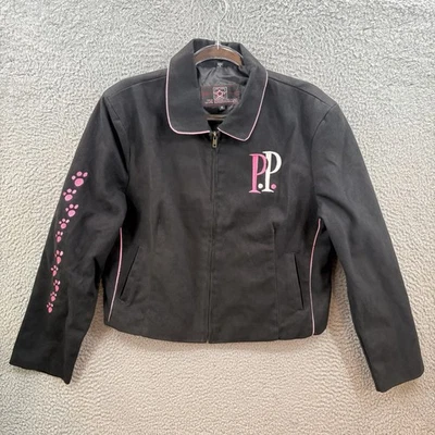 Vintage Jeff Hamilton Jacket Womens XL Black Pink Panther Embroidered JH Design - Image 1 of 4