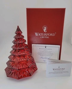 Waterford Kristall ROT Weihnachtsbaum Skulptur 6,5" Echtheit inkl. ATEMBERAUBEND! - Bild 1 von 17
