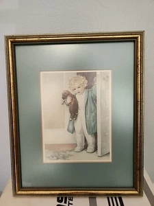 Vtg Framed Litho Print " Good Morning" By Illustrator Bessie Pease Gutmann - Picture 1 of 7
