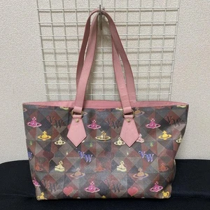 Vivienne Westwood Women's Shoulder Tote bag Zip Pink Leather 50 x 28 cm used - Picture 1 of 12