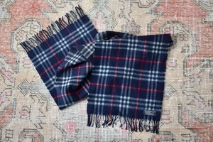 Vintage 70er Burberrys London 100 % Kaschmir blau & rot Nova Check Schal - Bild 1 von 4