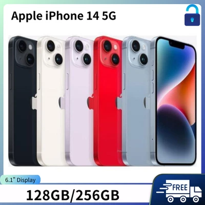 Nuovo Apple iPhone 14 (5G) 128GB/256GB Smartphone Sbloccato Dual SIM Bianco/Nero - Immagine 1 di 4