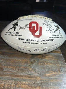 Rare Oklahoma Sooners Legends Signed Heisman  Owens Sims  & Coach Barry Switzer - Picture 1 of 10