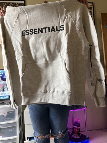 Felpa con cappuccio Fear of God Essentials con applicazione logo Avena Taglia Small AUTENTICA