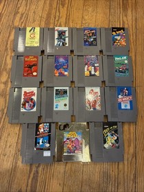 6475) Nintendo NES Game Lot - 15 Games Tetris Sports Q-Bert Mario & More