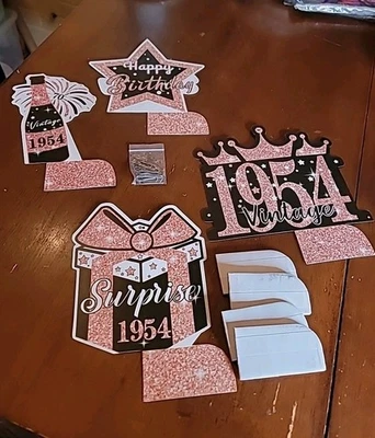 Centros de mesa de cumpleaños vintage 4 ct FELIZ 1954 PT6 Foto 1 de 4