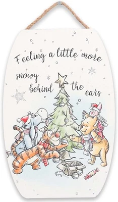 Disney Winnie the Pooh Nevado Detrás de las Orejas Colgante Madera Pared Blanco/Azul  Foto 1 de 4