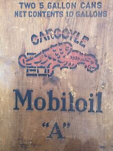 Rare Mobil Oil **Gargoyle** “Mobil Oil A”Wooden Box Crate No Reserve Auction