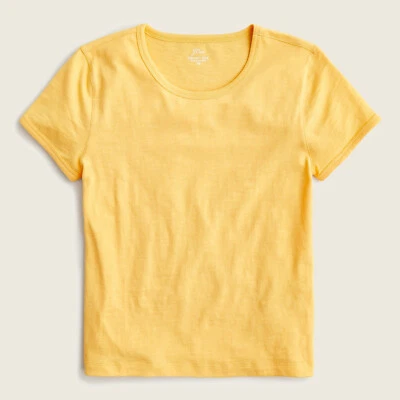 NWT J.Crew Women's XL Organic Slub Cotton SS T-Shirt Marigold Blossom Crewneck Foto 1 de 4