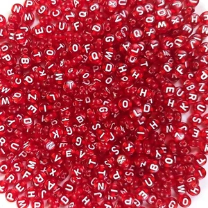 600 BULK Beads Alphabet Letter Assorted Lot Wholesale Acrylic Supply Red - Picture 1 of 1