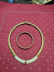 Collana girocollo e bracciale catena serpente tono oro vintage - Foto 1 di 5