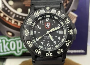 Boxed LUMINOX 3400-200 Nighthawk F-117 Black SS Quartz Wristwatch - Picture 1 of 12