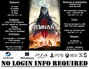 Remnant 2 | Tratti/Archetipo/Equipaggiamento/Prisma/Materiali + (DLC 1-3) | PS5/PC/XBOX - Foto 1 di 108