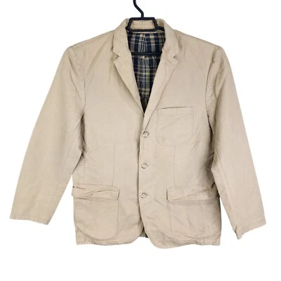 Mens Tan Brown J Crew Blazer Jacket 3 Button Cotton Linen Blend Size L - Image 1 of 4