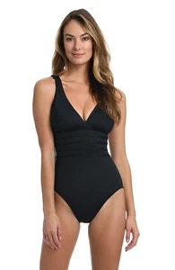 $119 La Blanca Island Goddess Multi Strap Cross Back One Piece Size in Black 4 - Picture 1 of 7