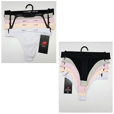 NEW BALANCE 5 Pk Mujer M L XL Tanga Sin Costuras Logo Negro Gris Rosa Púrpura Melocotón Foto 1 de 4