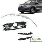 Front Bumper Grille Grill Assembly Chrome Molding For 2019 2020 2021 Honda Pilot