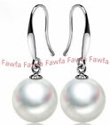 Natural 4 Colors 10mm South Sea Shell Pearl Round Beads Silver Dangle Earrings