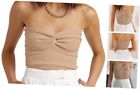 Womens Tube Tops Summer Sweater Twist Knot Front Knit Bandeau Small Blush