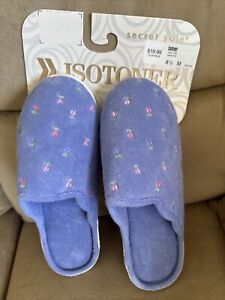 Isotoner Women's Classic Terry Clog Slippers Slip on, periwinkle